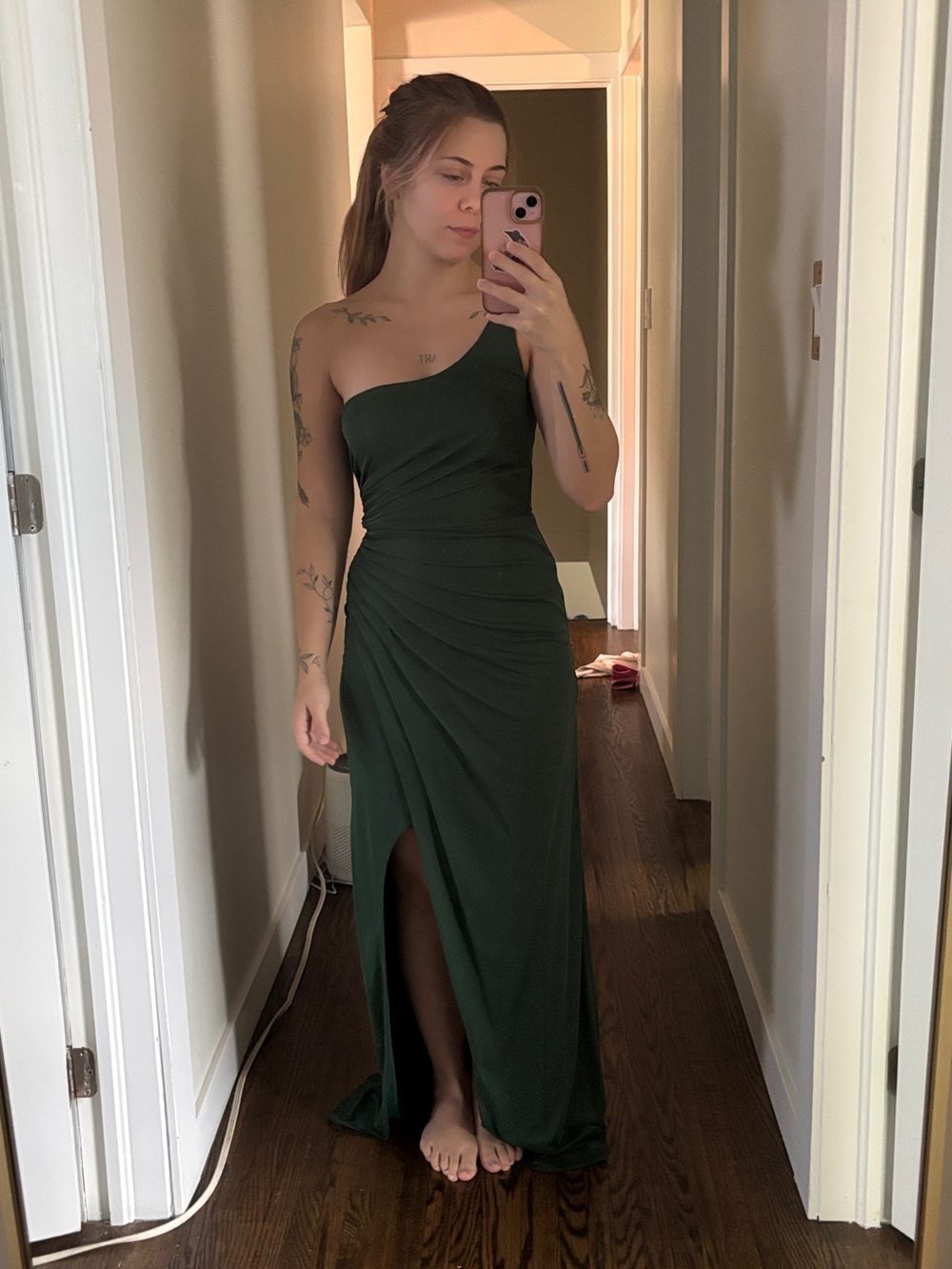 Azazie wedding guest formal green dress size A0
